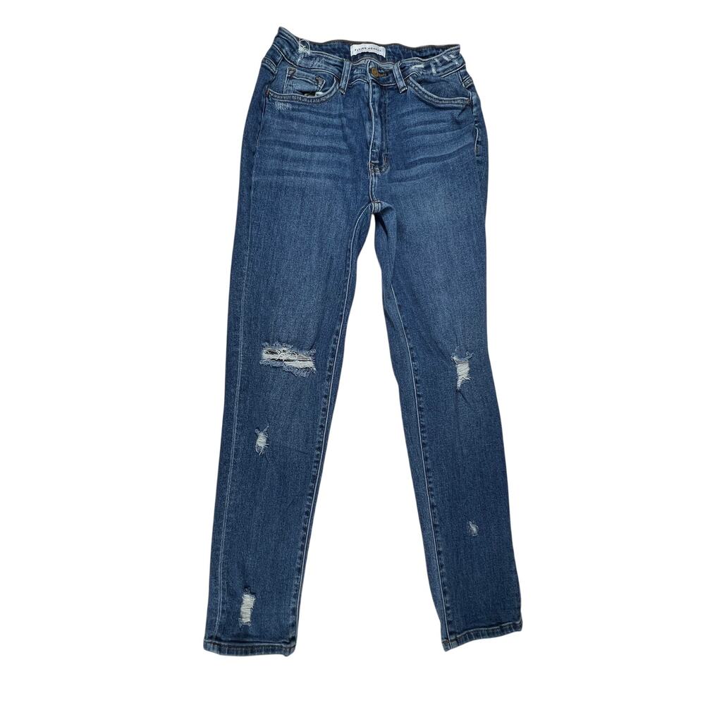 FLYING MONKEY Womens 27 Medium Wash High Rise Distressed Skinny Jeans Y3986
